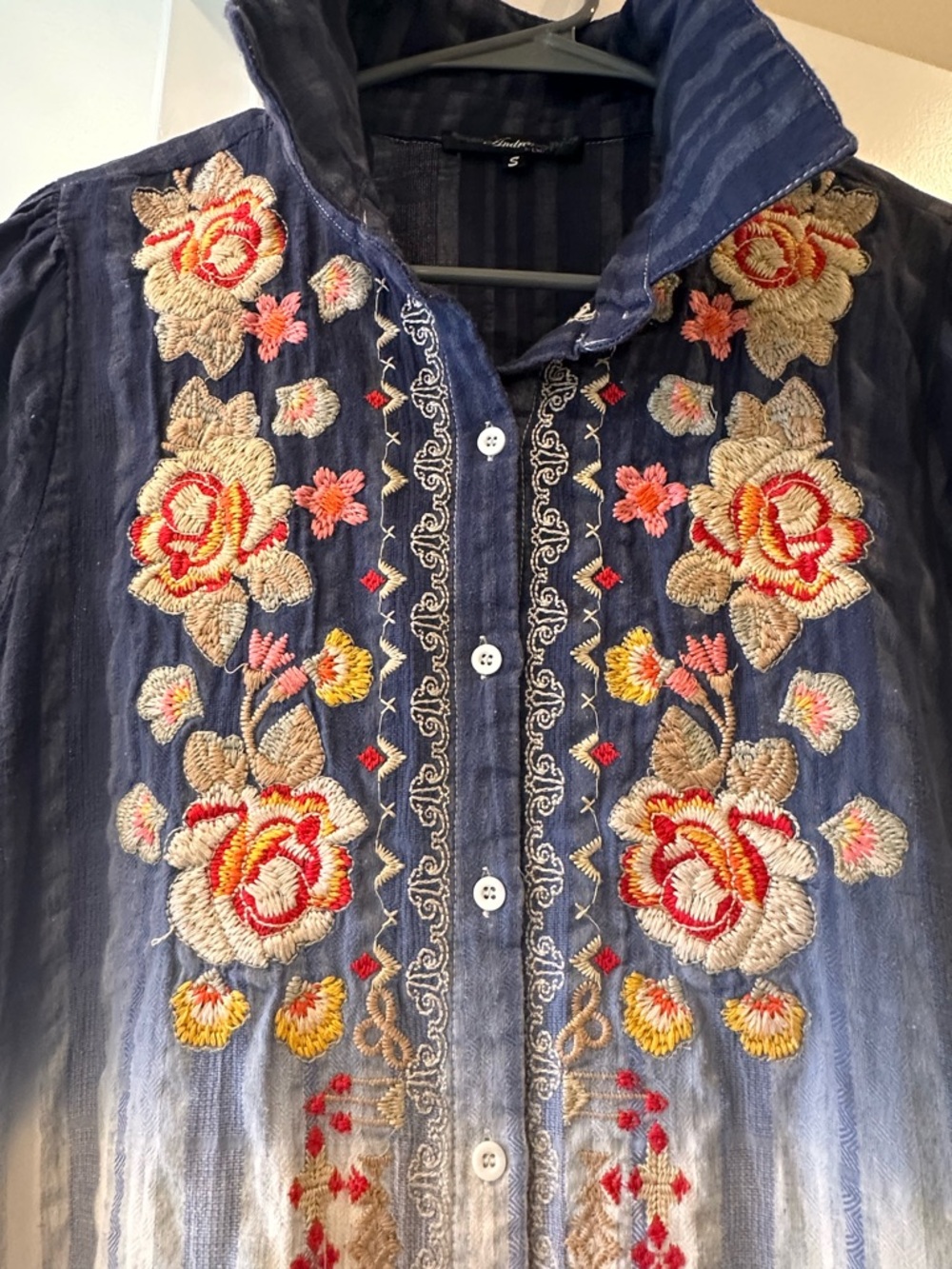 Andree Blue Ombre Striped Embroidered Tunic Dress - Picture 3 of 8